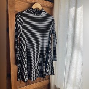 Ambercrombie and Fitch striped mock neck long sleeve skater dress